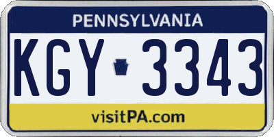 PA license plate KGY3343