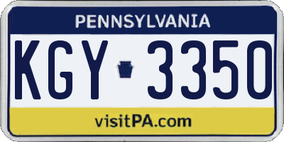 PA license plate KGY3350