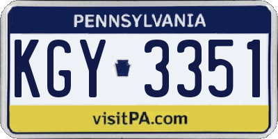 PA license plate KGY3351