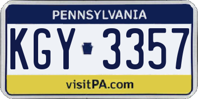 PA license plate KGY3357