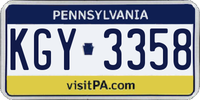 PA license plate KGY3358