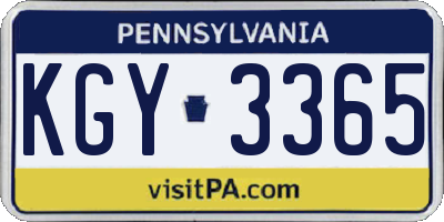 PA license plate KGY3365