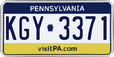 PA license plate KGY3371