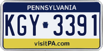 PA license plate KGY3391