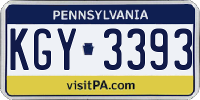 PA license plate KGY3393