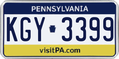 PA license plate KGY3399