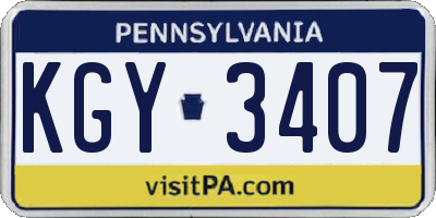 PA license plate KGY3407