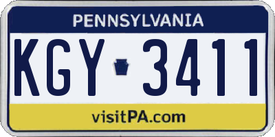 PA license plate KGY3411