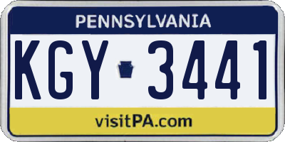 PA license plate KGY3441