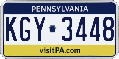 PA license plate KGY3448