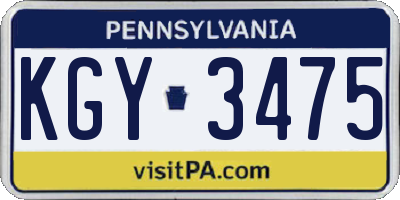 PA license plate KGY3475