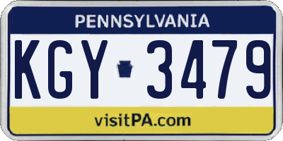 PA license plate KGY3479