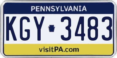 PA license plate KGY3483