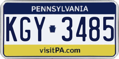 PA license plate KGY3485