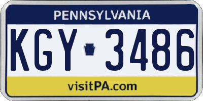 PA license plate KGY3486