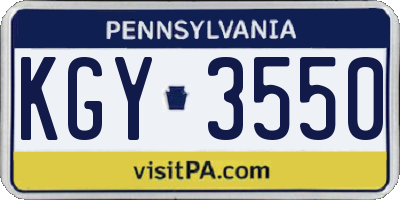 PA license plate KGY3550