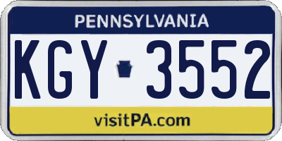 PA license plate KGY3552
