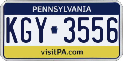 PA license plate KGY3556
