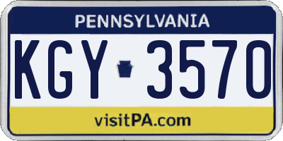 PA license plate KGY3570