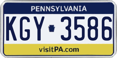 PA license plate KGY3586