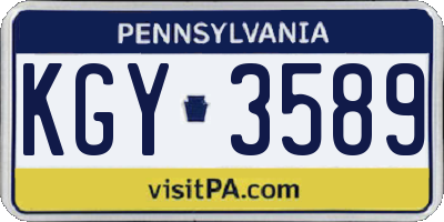PA license plate KGY3589