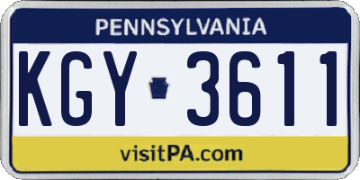 PA license plate KGY3611