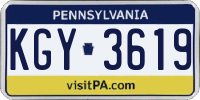PA license plate KGY3619