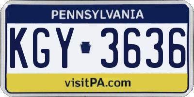 PA license plate KGY3636