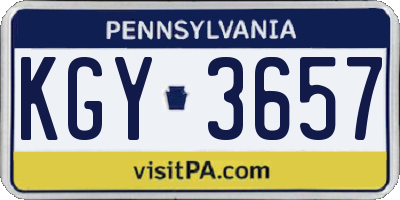 PA license plate KGY3657
