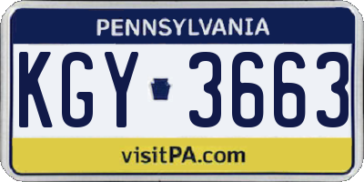 PA license plate KGY3663