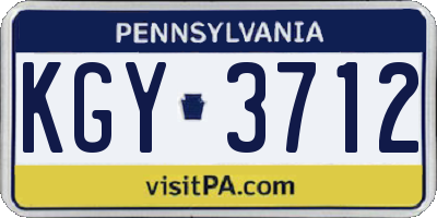 PA license plate KGY3712