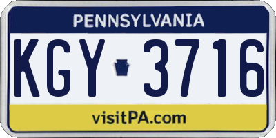 PA license plate KGY3716