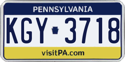 PA license plate KGY3718