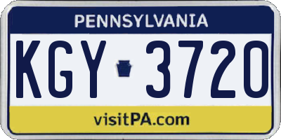 PA license plate KGY3720