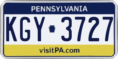 PA license plate KGY3727
