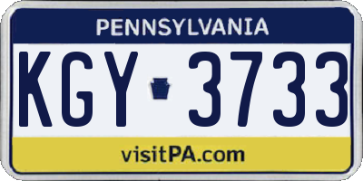 PA license plate KGY3733