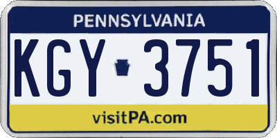 PA license plate KGY3751