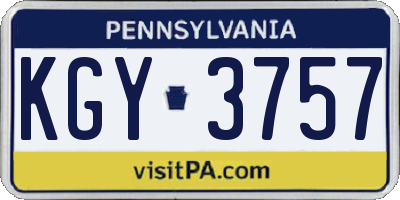 PA license plate KGY3757