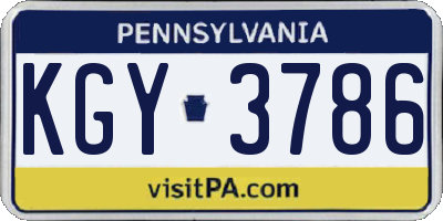 PA license plate KGY3786