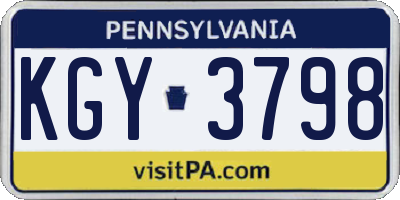 PA license plate KGY3798