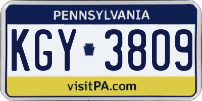 PA license plate KGY3809
