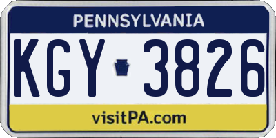 PA license plate KGY3826