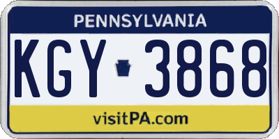 PA license plate KGY3868