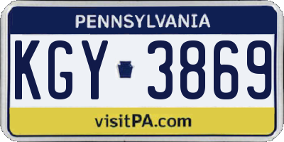 PA license plate KGY3869