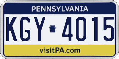 PA license plate KGY4015