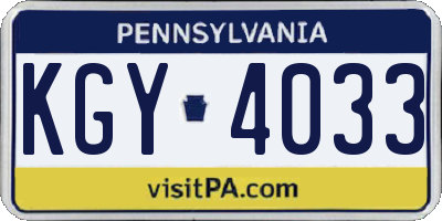 PA license plate KGY4033