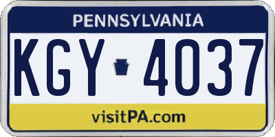 PA license plate KGY4037