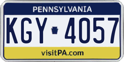 PA license plate KGY4057