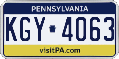 PA license plate KGY4063