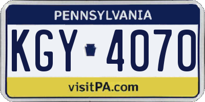 PA license plate KGY4070